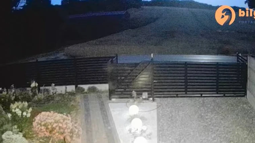 Скриншот із камери спостереження в гміні Туробин, де видно нічний спалах від падіння об'єкта