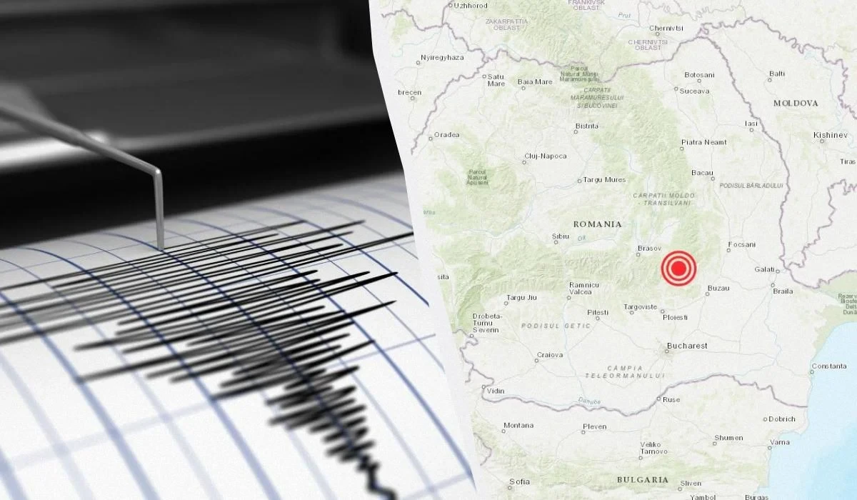 Мапа землетрусу в сейсмічній зоні Вранча, Румунія, 19 жовтня, від Національного інституту досліджень і розвитку фізики Землі